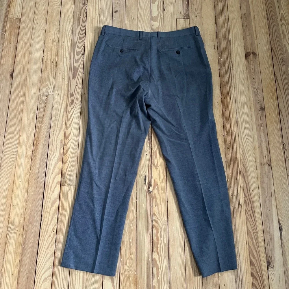 Banana Republic Marzotto 110 Wool Mens Blue Grey Micro Pattern Dress Pants Slack